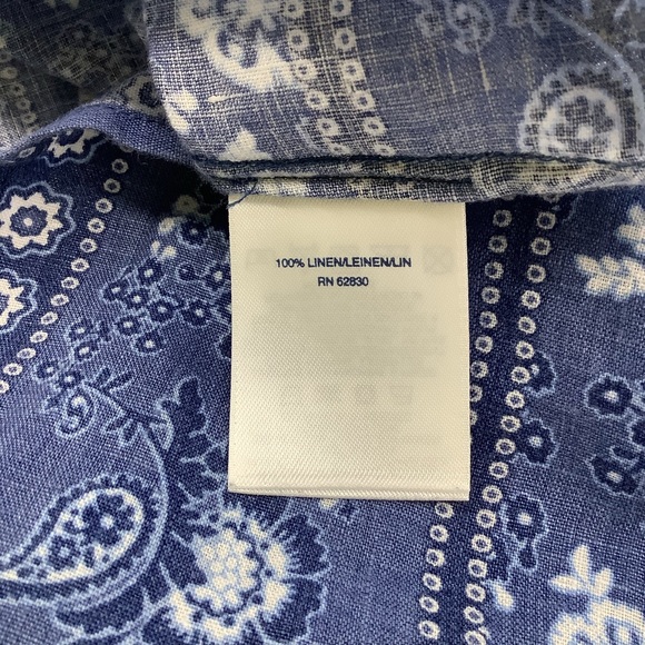 LANDS END TOP M BLUE WHITE TASSEL TIE AT NECKLINE - Picture 6 of 6